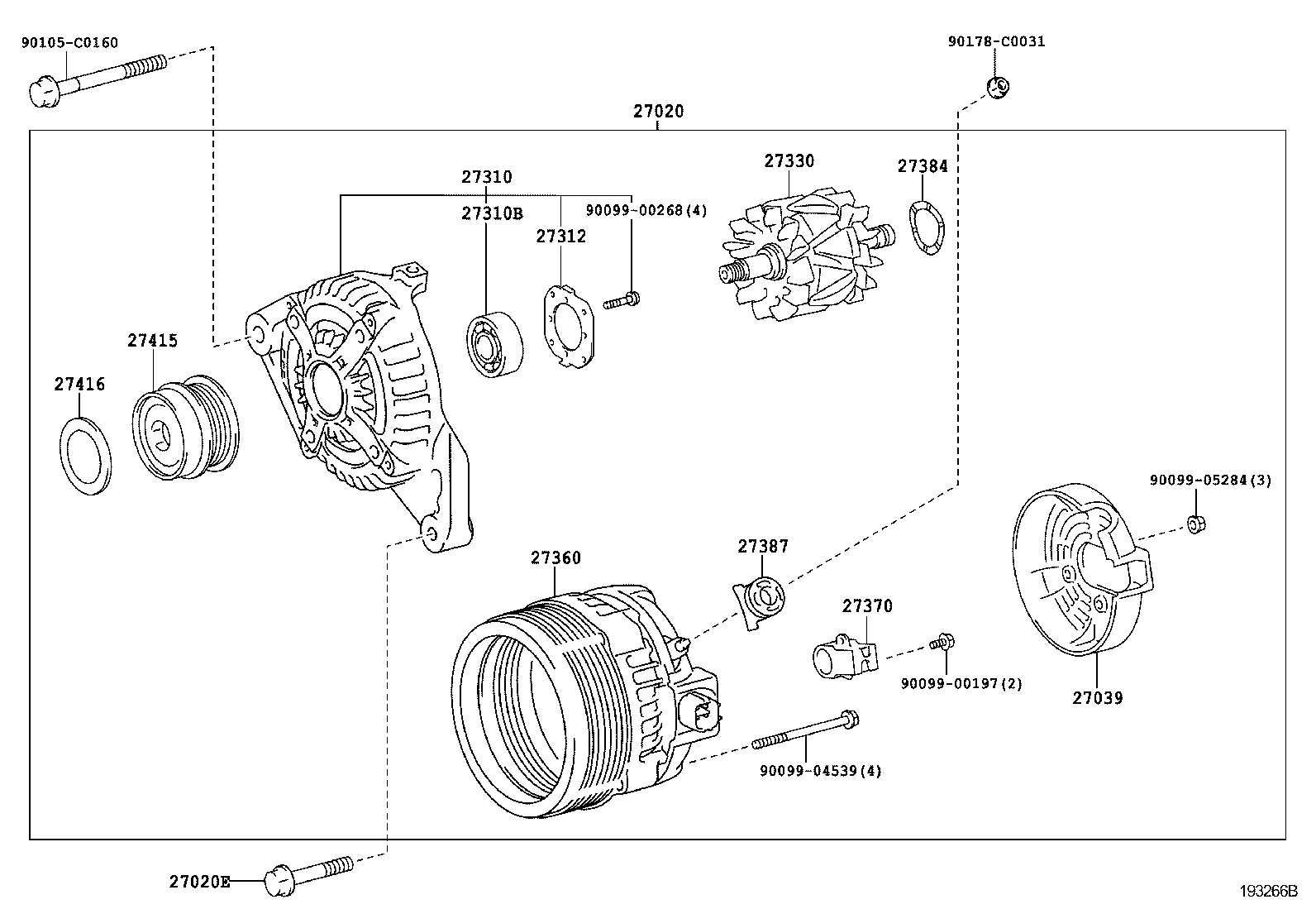 27310-0P040 FRAME ASSY, DRIVE END, ALTERNATOR product image