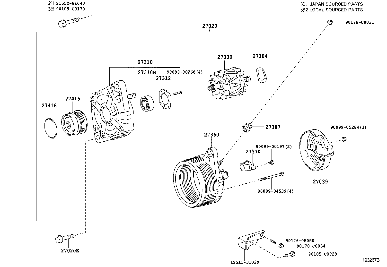 27310-0P040 FRAME ASSY, DRIVE END, ALTERNATOR product image
