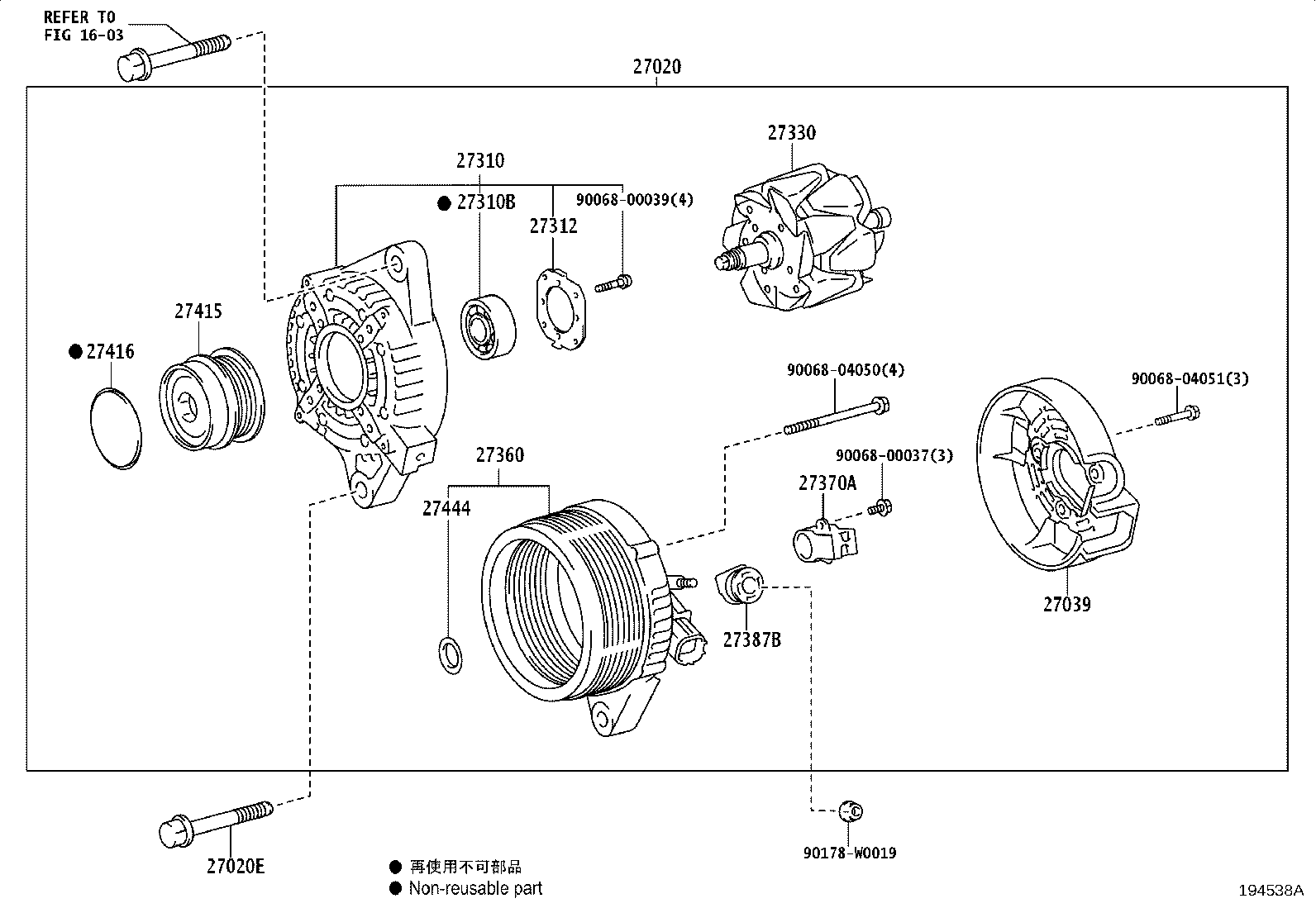 27310-0R040 FRAME ASSY, DRIVE END, ALTERNATOR product image
