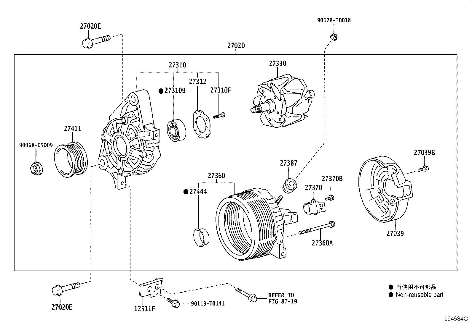 27310-0C110 FRAME ASSY, DRIVE END, ALTERNATOR product image
