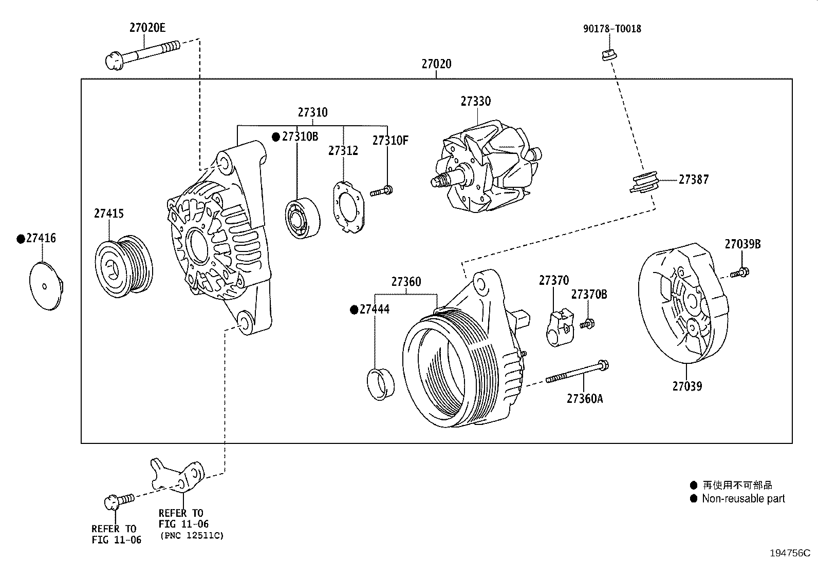 27310-0C110 FRAME ASSY, DRIVE END, ALTERNATOR product image