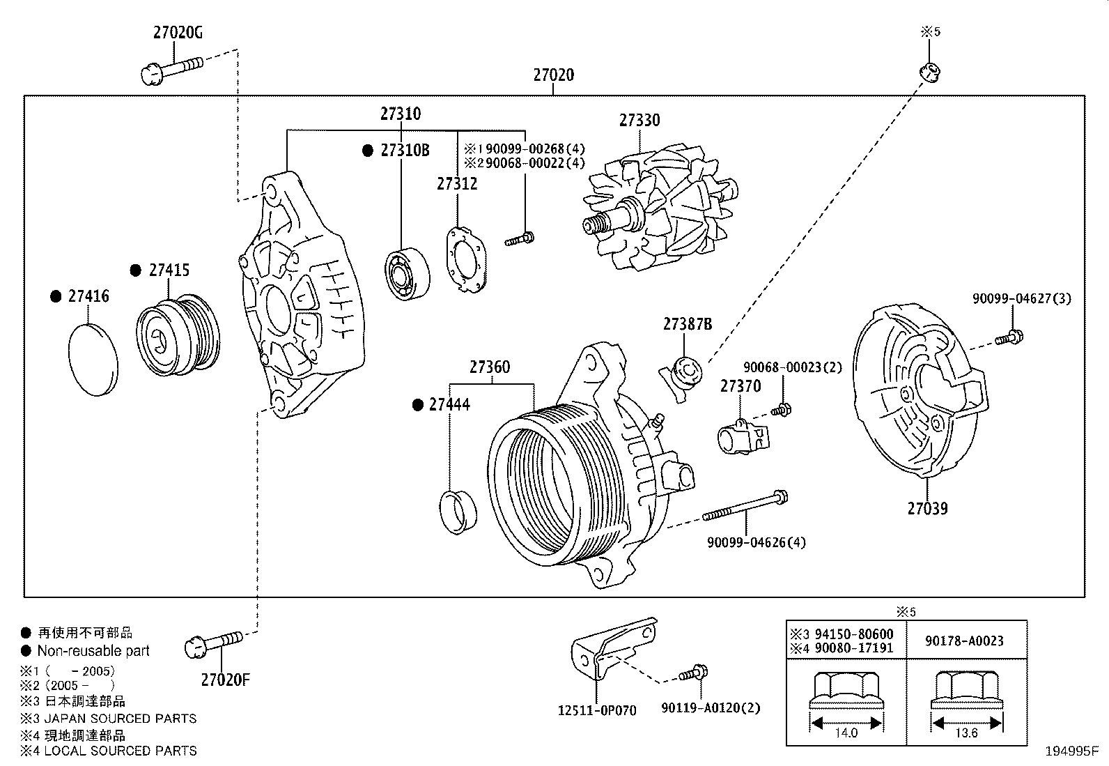 27310-F0010 FRAME ASSY, DRIVE END, ALTERNATOR product image