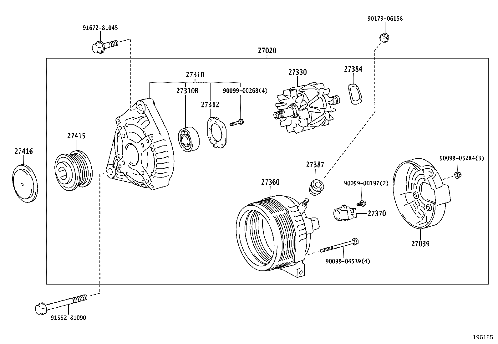 27310-75520 FRAME ASSY, DRIVE END, ALTERNATOR product image