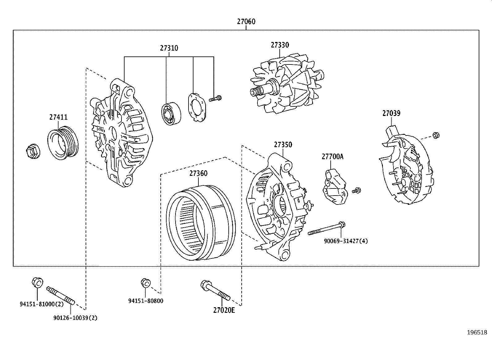 27310-0W030 FRAME ASSY, DRIVE END, ALTERNATOR product image