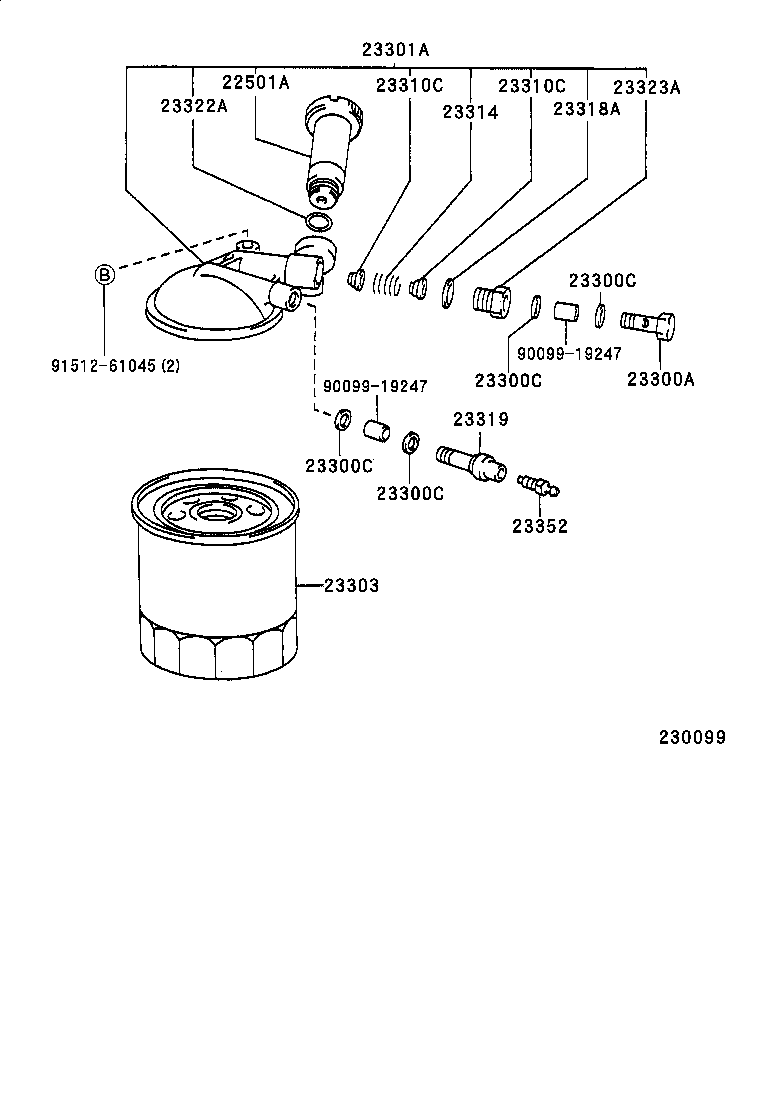 23303-54072 ELEMENT SUB-ASSY, FUEL FILTER product image