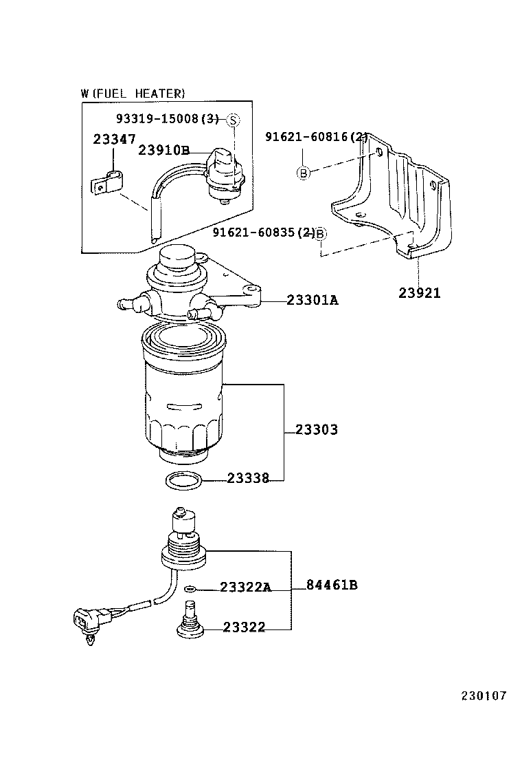 23303-59015 ELEMENT SUB-ASSY, FUEL FILTER product image
