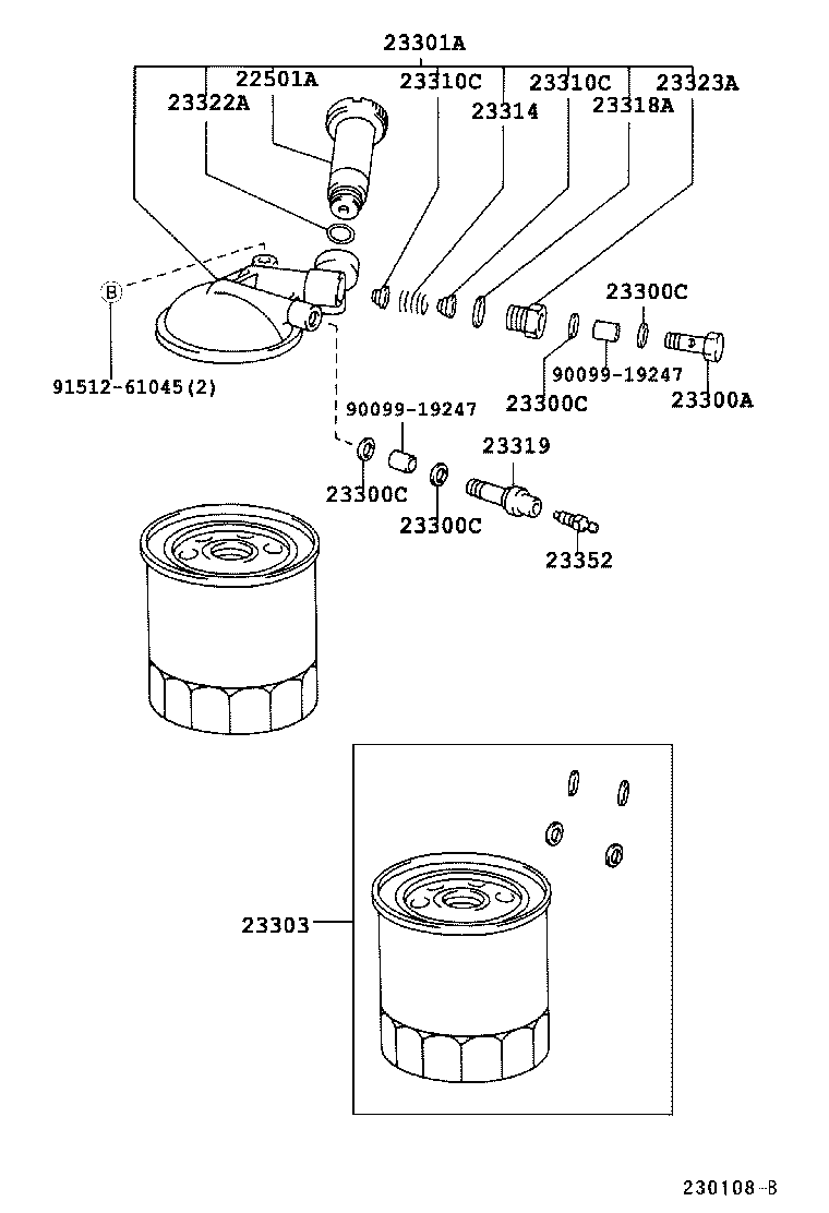 23303-59015 ELEMENT SUB-ASSY, FUEL FILTER product image