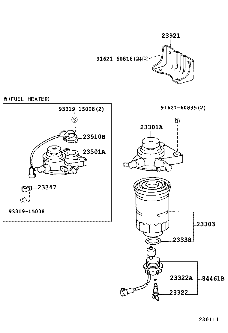 23303-59015 ELEMENT SUB-ASSY, FUEL FILTER product image