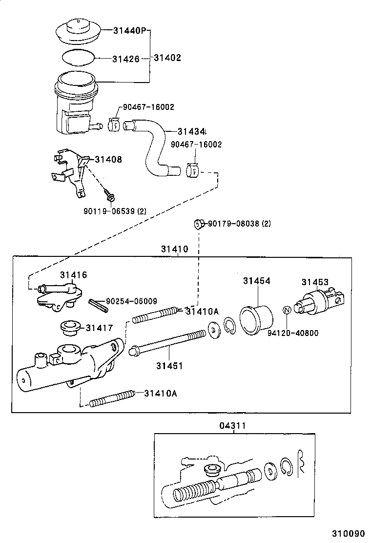 31420-33010 CYLINDER ASSY, CLUTCH MASTER product image