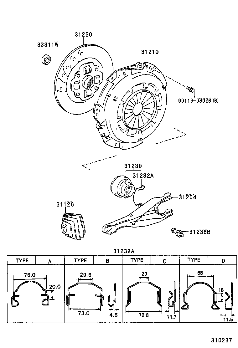 31230-36160 BEARING ASSY, CLUTCH RELEASE product image