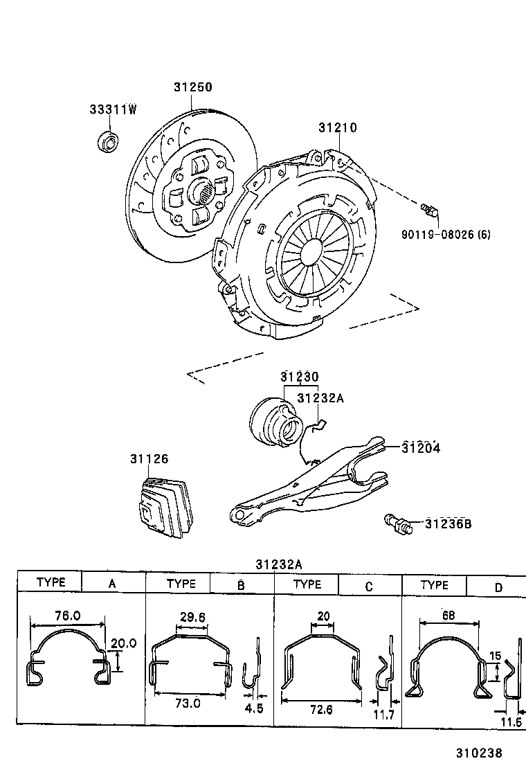 31230-60200 BEARING ASSY, CLUTCH RELEASE product image