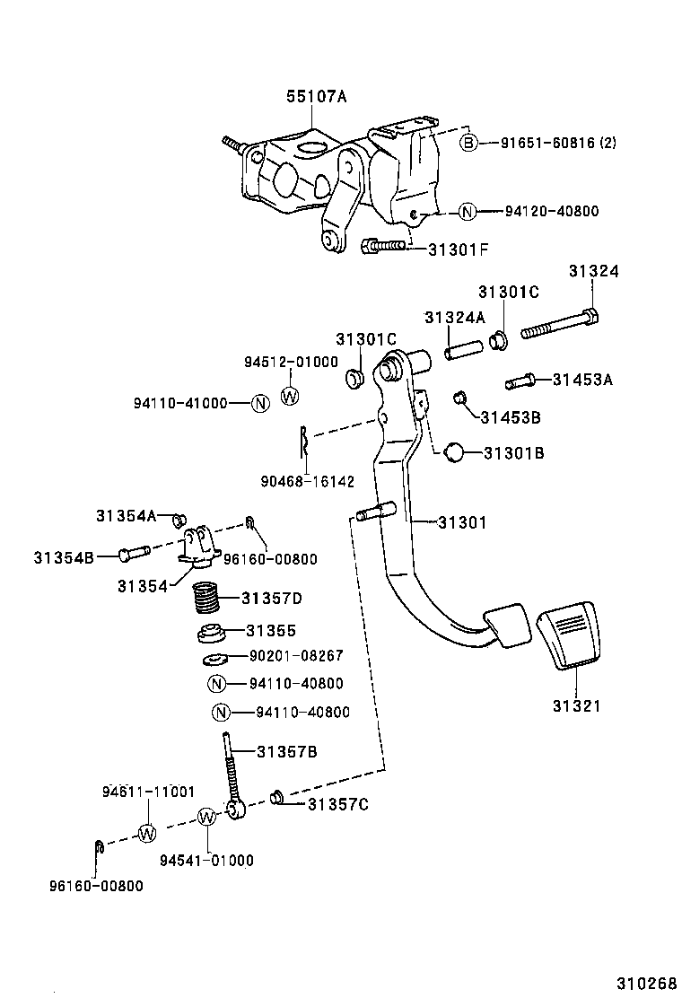 31301-60180 PEDAL SUB-ASSY, CLUTCH product image