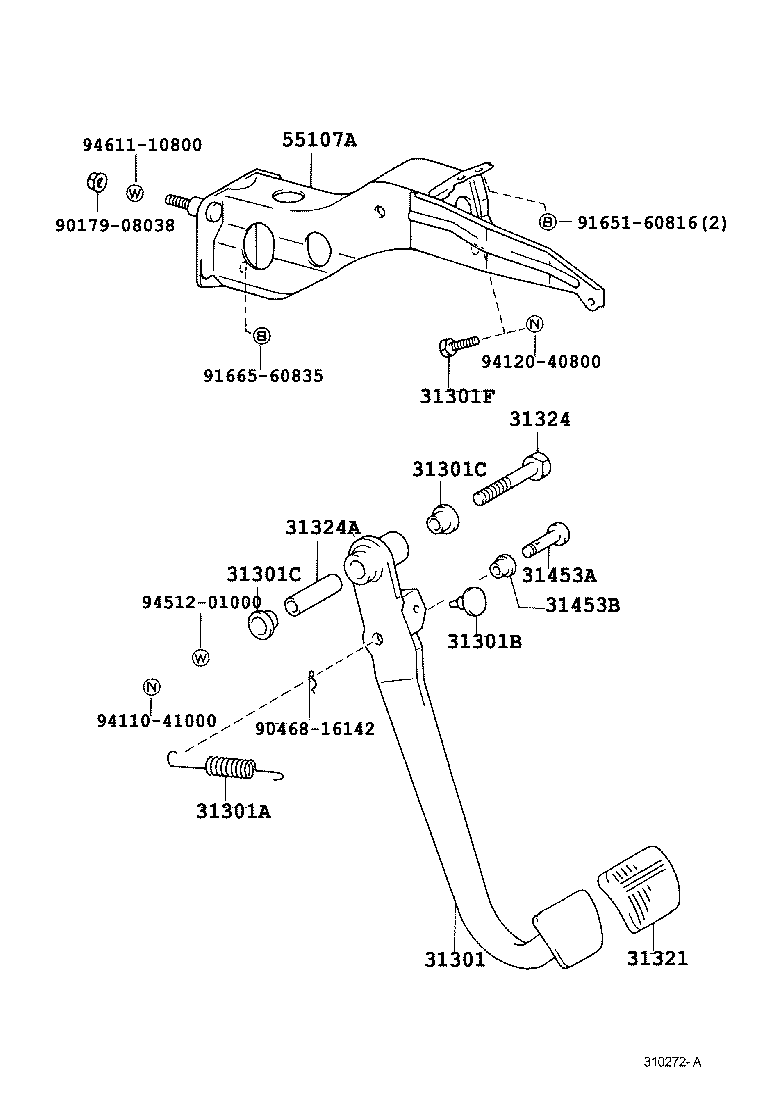 31301-60180 PEDAL SUB-ASSY, CLUTCH product image