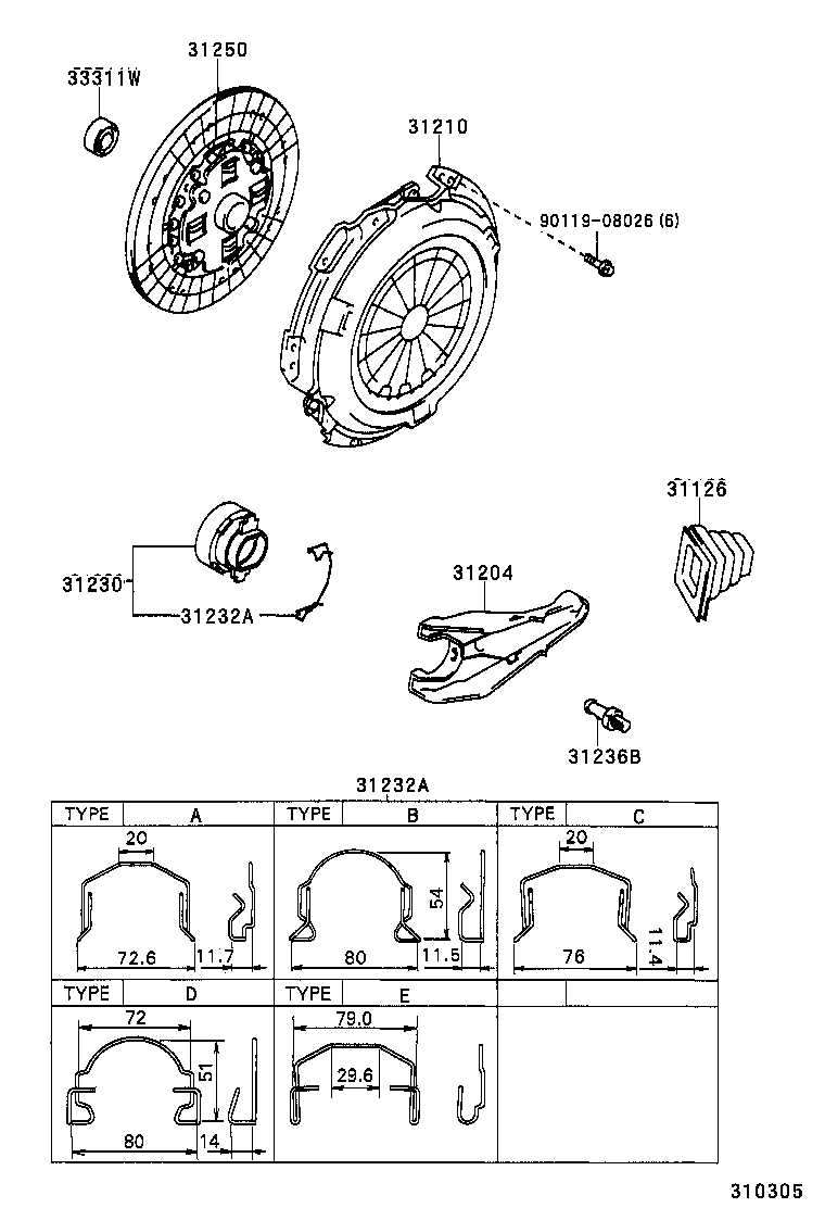 31232-60030 CLIP, RELEASE BEARING HUB product image