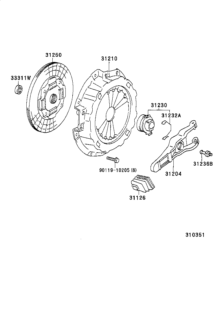 31230-36150 BEARING ASSY, CLUTCH RELEASE product image