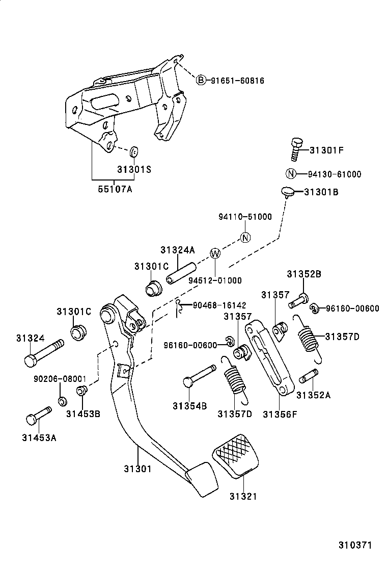 31301-05041 PEDAL SUB-ASSY, CLUTCH product image
