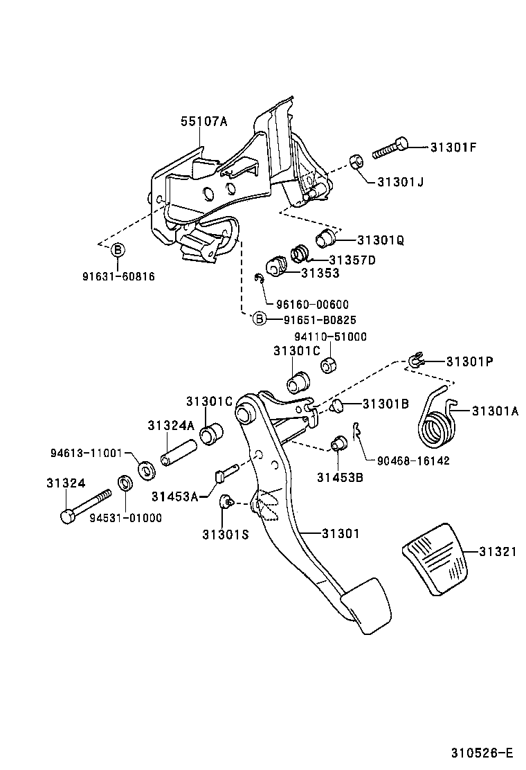 31301-0B031 PEDAL SUB-ASSY, CLUTCH product image