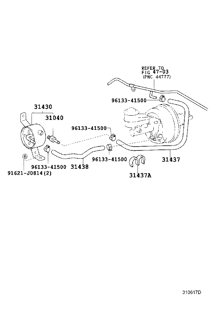 31432-60070 HOSE, NO.1(FOR CLUTCH BOOSTER VACUUM) product image