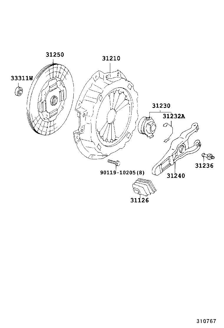 31230-36151 BEARING ASSY, CLUTCH RELEASE product image