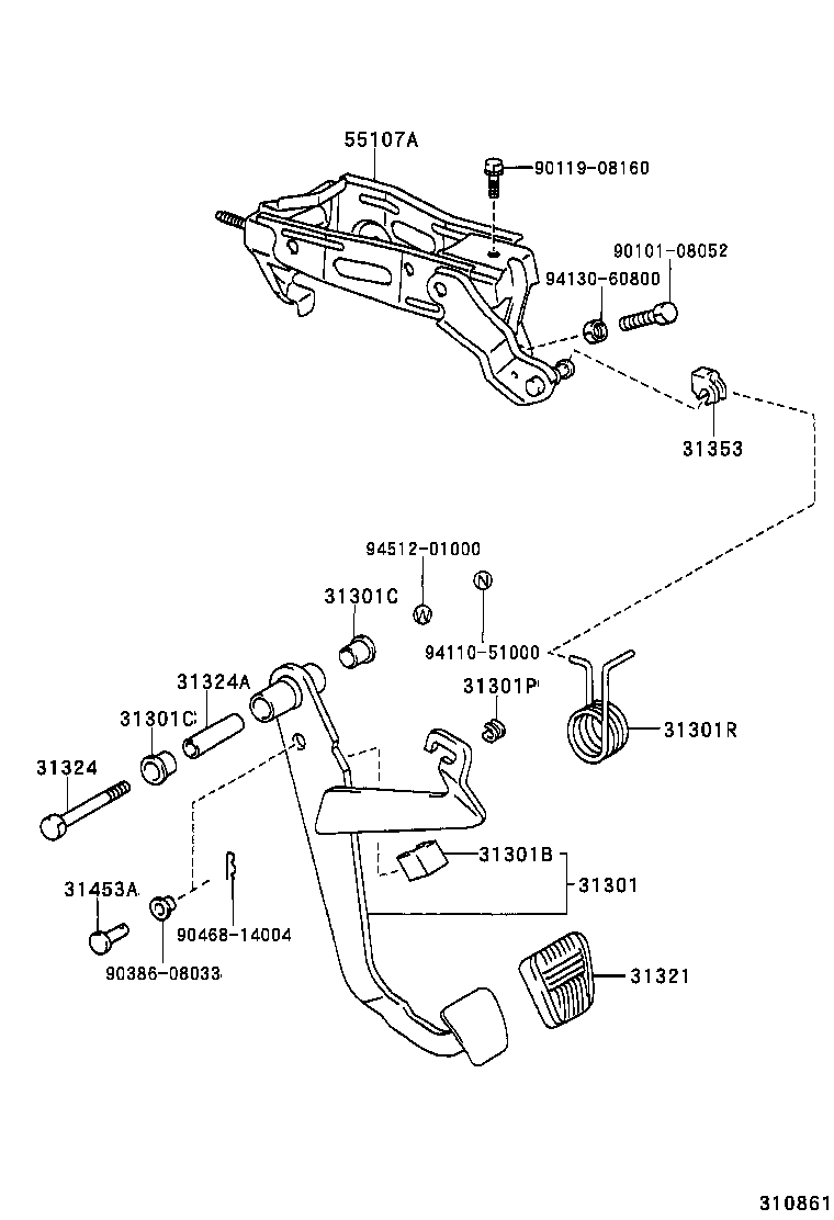 31310-26031 PEDAL SUB-ASSY, CLUTCH product image