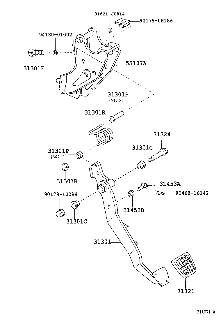 31301-02050 PEDAL SUB-ASSY, CLUTCH product image