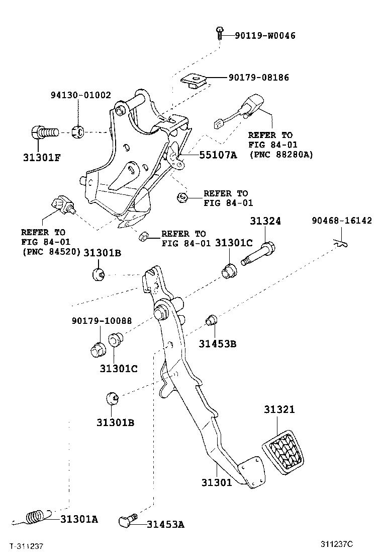 31301-0F020 PEDAL SUB-ASSY, CLUTCH product image