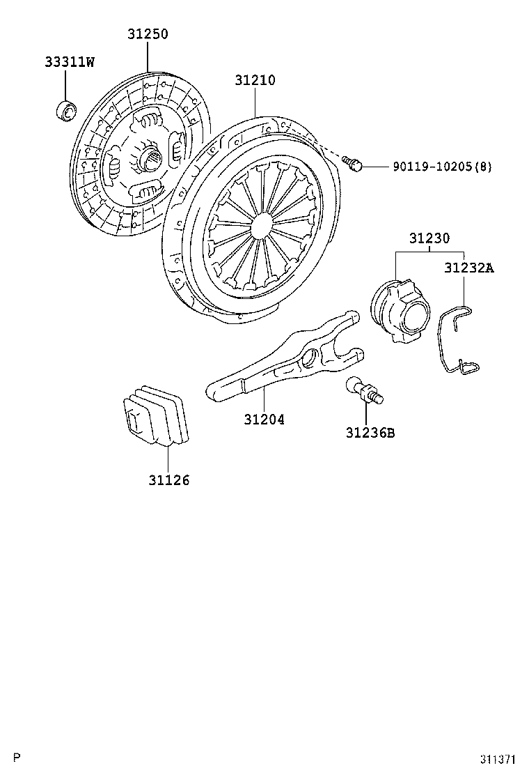 31230-37020 BEARING ASSY, CLUTCH RELEASE product image