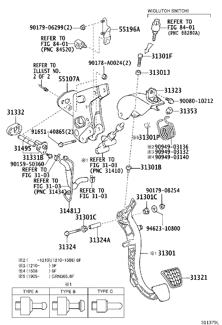 31311-04010 PEDAL SUB-ASSY, CLUTCH product image