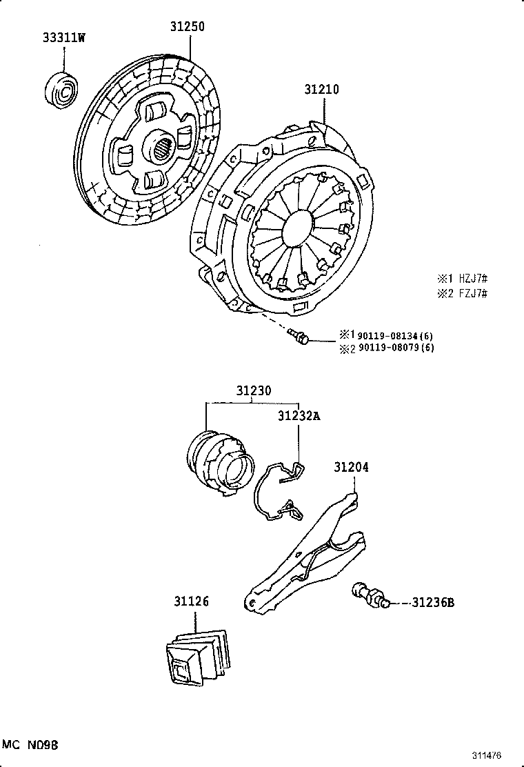 31230-36160 BEARING ASSY, CLUTCH RELEASE product image