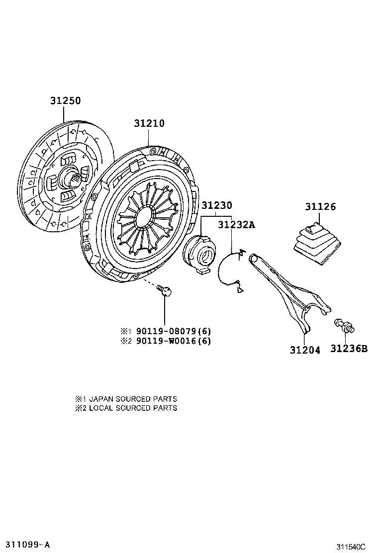 31230-17011 BEARING ASSY, CLUTCH RELEASE product image