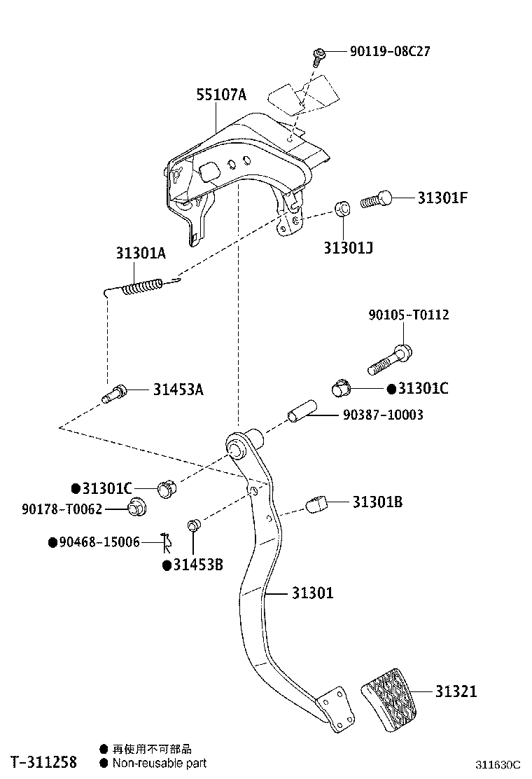 31301-0K030 PEDAL SUB-ASSY, CLUTCH product image