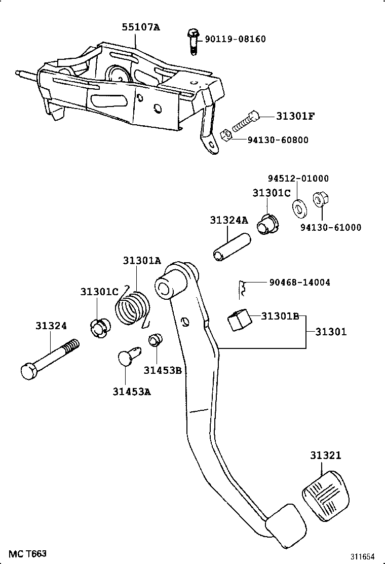 31310-26031 PEDAL SUB-ASSY, CLUTCH product image