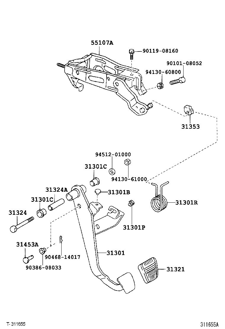 31310-26031 PEDAL SUB-ASSY, CLUTCH product image