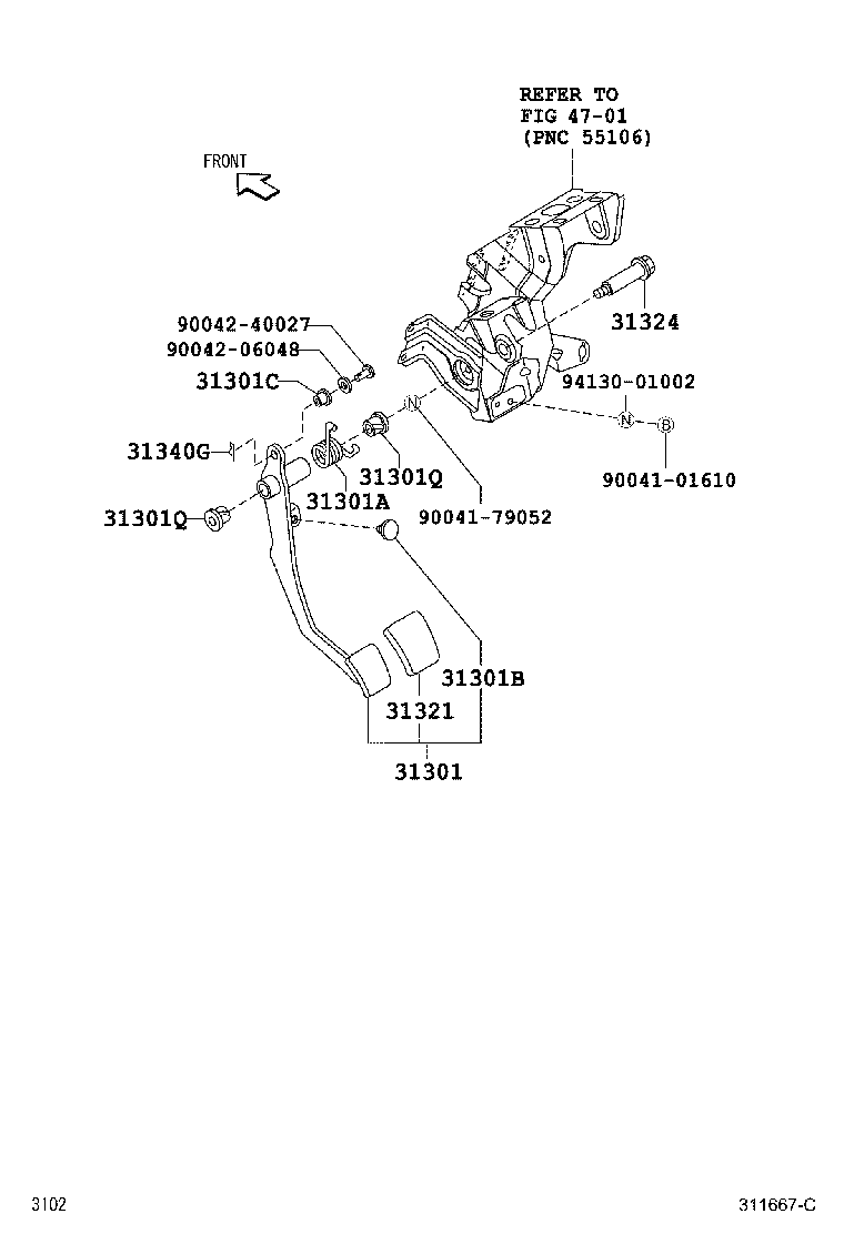 31310-BZ070 PEDAL SUB-ASSY, CLUTCH product image