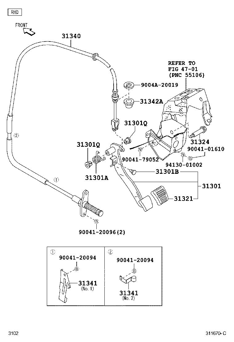 31310-BZ070 PEDAL SUB-ASSY, CLUTCH product image