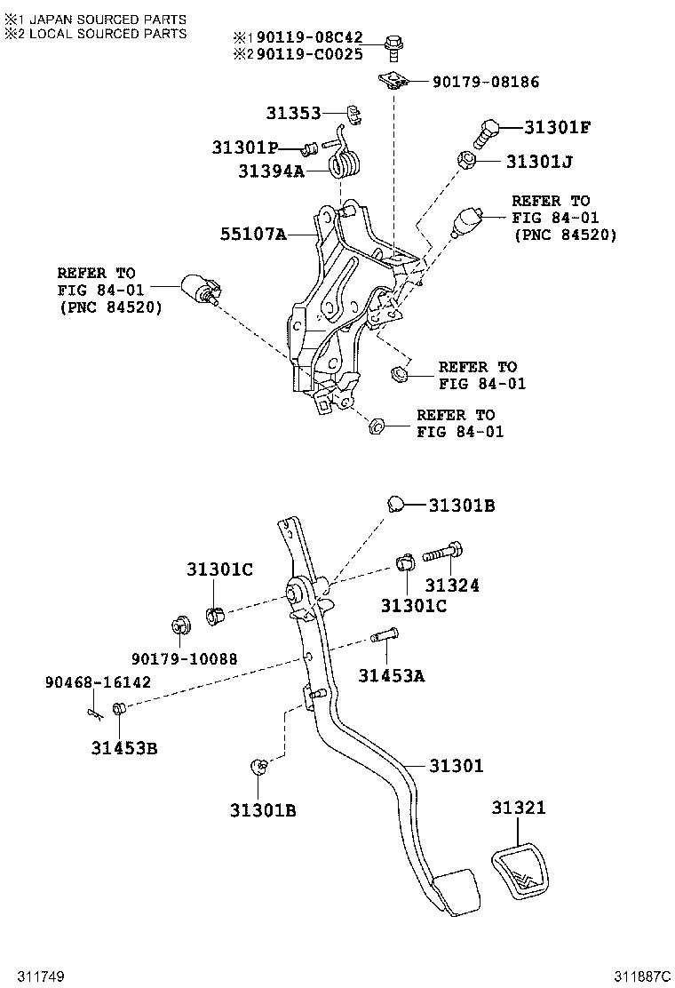 31301-02231 PEDAL SUB-ASSY, CLUTCH product image
