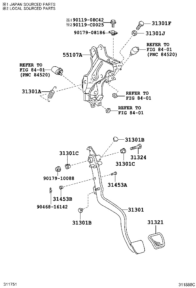 31301-02231 PEDAL SUB-ASSY, CLUTCH product image