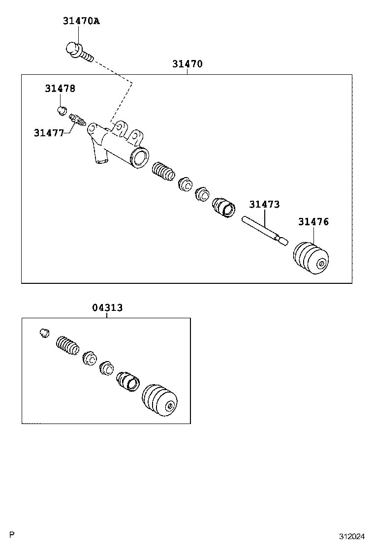 04313-0D030 CYLINDER KIT, CLUTCH RELEASE product image