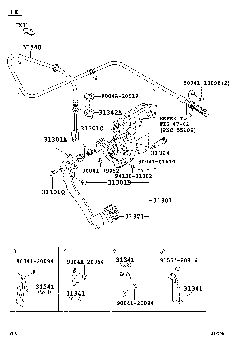 31310-BZ070 PEDAL SUB-ASSY, CLUTCH product image