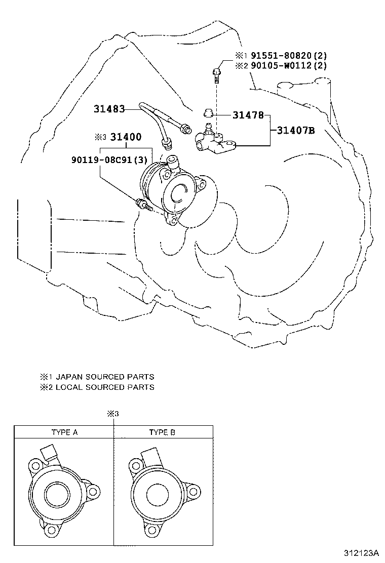31470-52131 CYLINDER ASSY, CLUTCH RELEASE product image