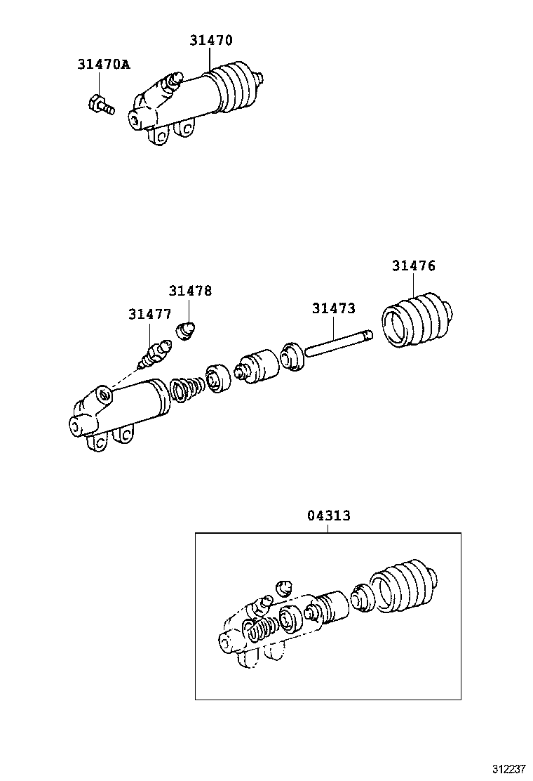 31470-60160 CYLINDER ASSY, CLUTCH RELEASE product image
