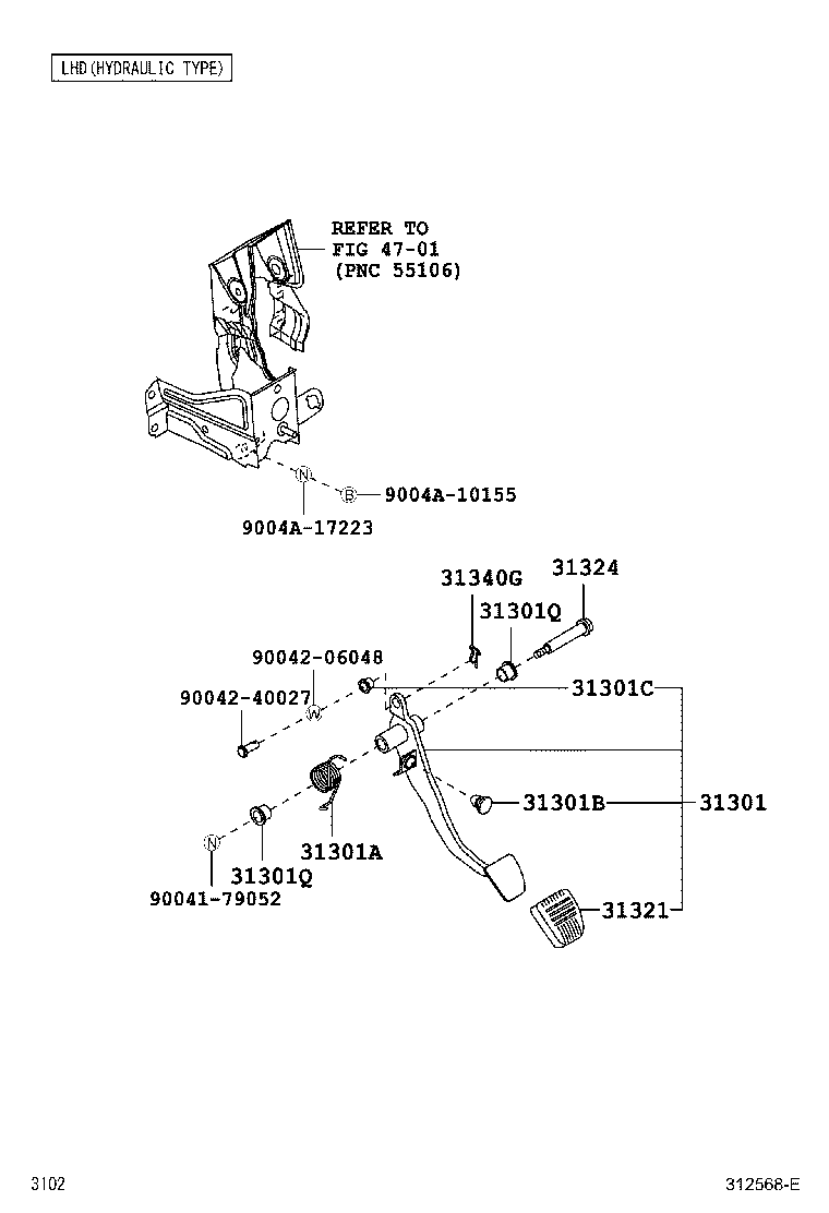 31310-BZ170 PEDAL SUB-ASSY, CLUTCH product image