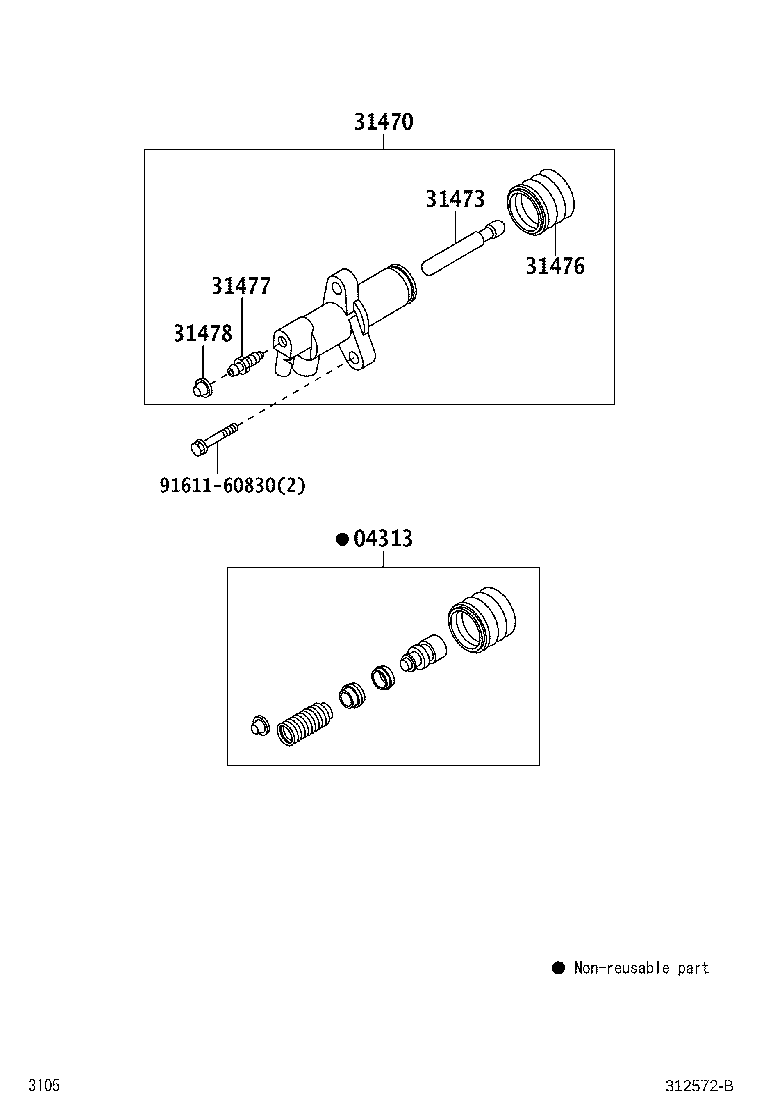 31470-BZ050 CYLINDER ASSY, CLUTCH RELEASE product image