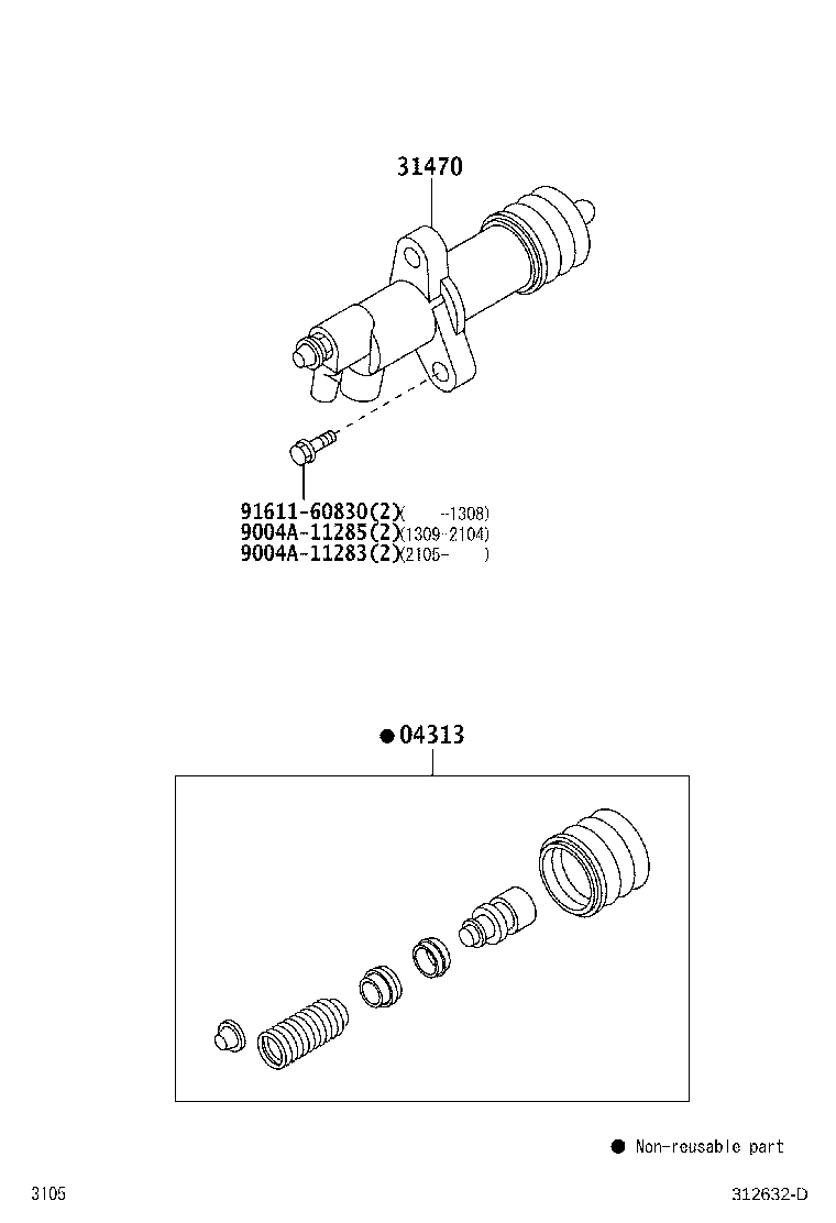 31470-BZ050 CYLINDER ASSY, CLUTCH RELEASE product image