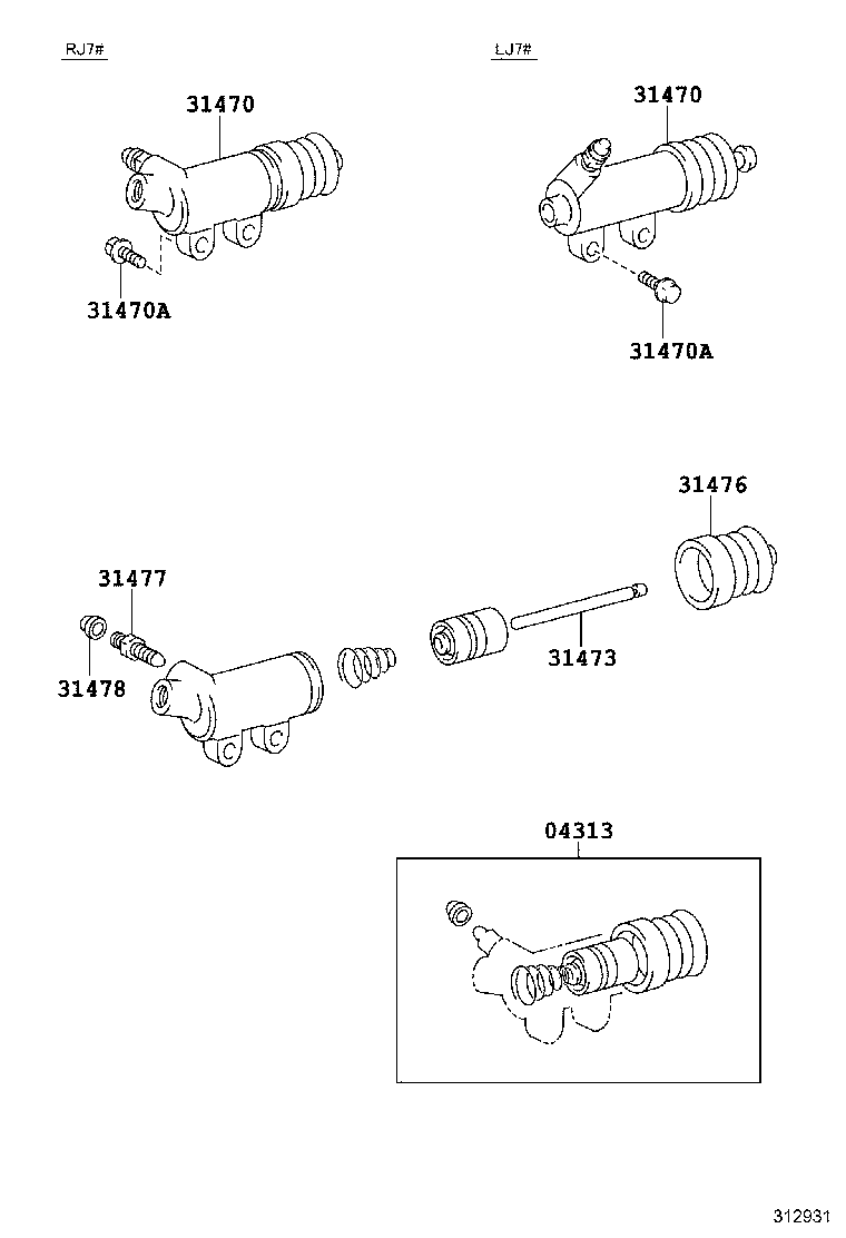 31470-60160 CYLINDER ASSY, CLUTCH RELEASE product image