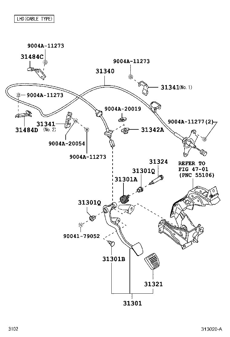 31310-BZ170 PEDAL SUB-ASSY, CLUTCH product image