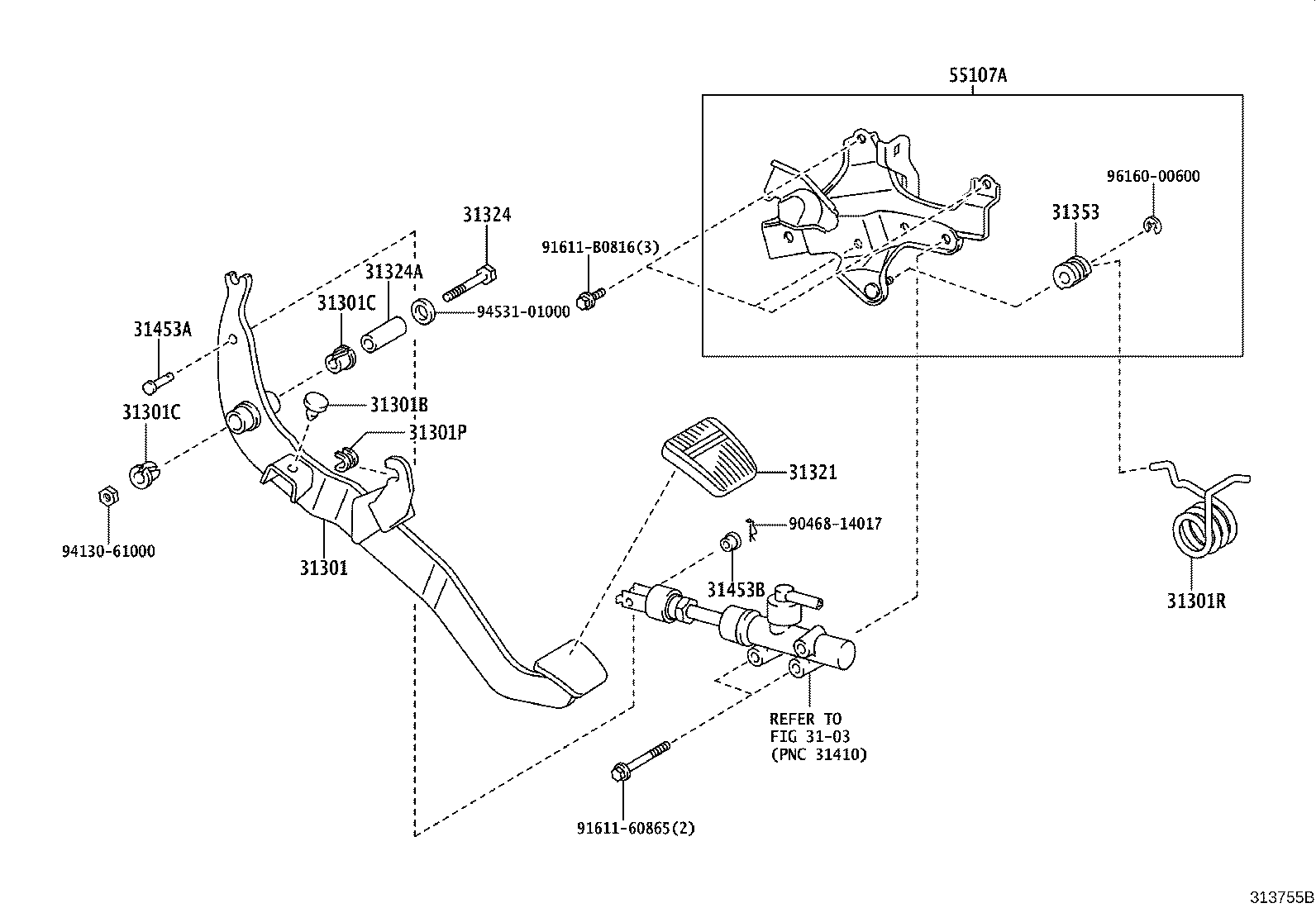 31301-0W030 PEDAL SUB-ASSY, CLUTCH product image