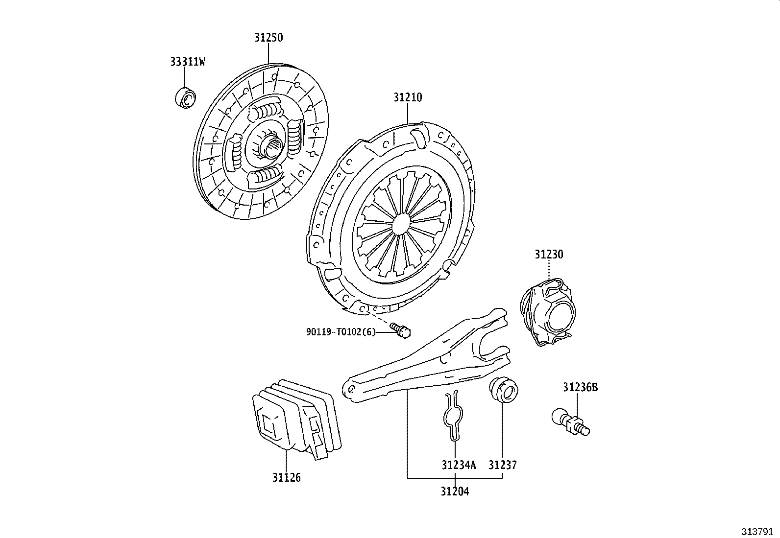 31230-71080 BEARING ASSY, CLUTCH RELEASE product image
