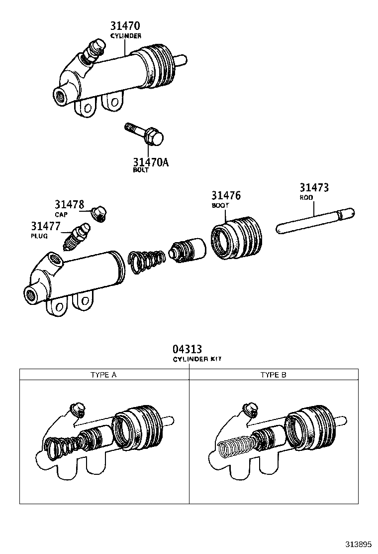31470-22101 CYLINDER ASSY, CLUTCH RELEASE product image