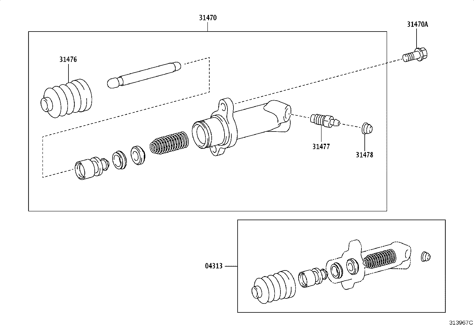 31470-35180 CYLINDER ASSY, CLUTCH RELEASE product image